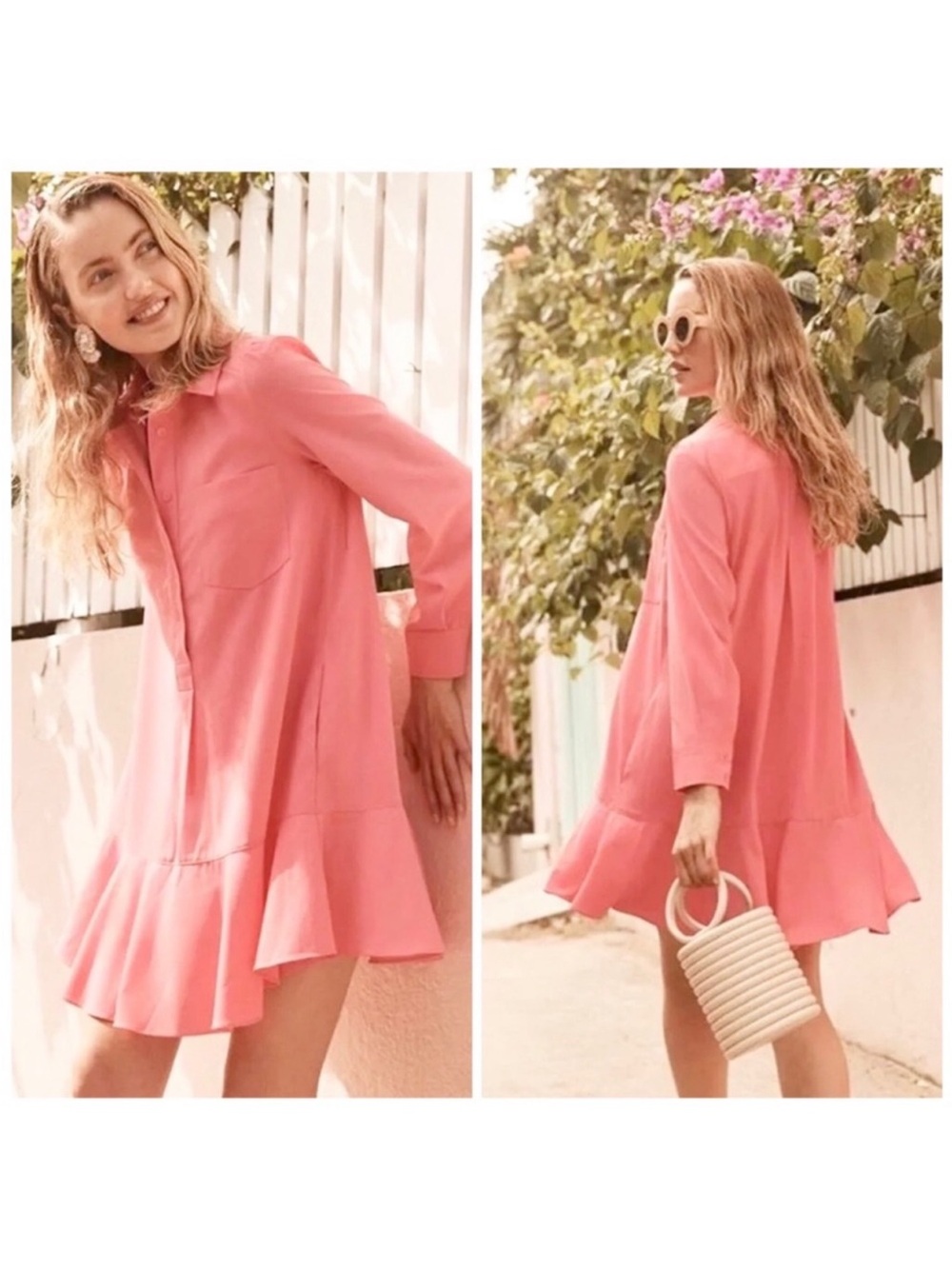 ⭐️NWT Tuckernuck Callahan Shirt Dress Bermuda Powder Pink Crepe⭐️